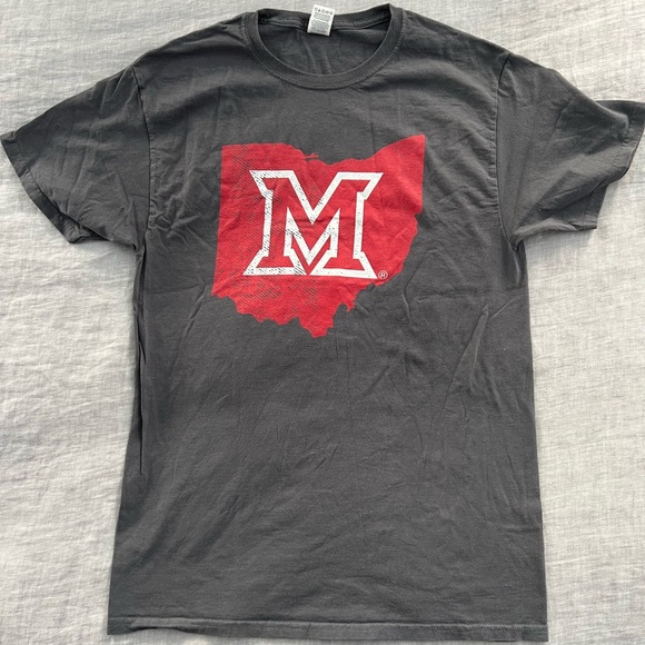 Miami University (Oxford, OH) short sleeved cotton t-shirt. RedHawks. Beveled-M - Picture 1 of 3